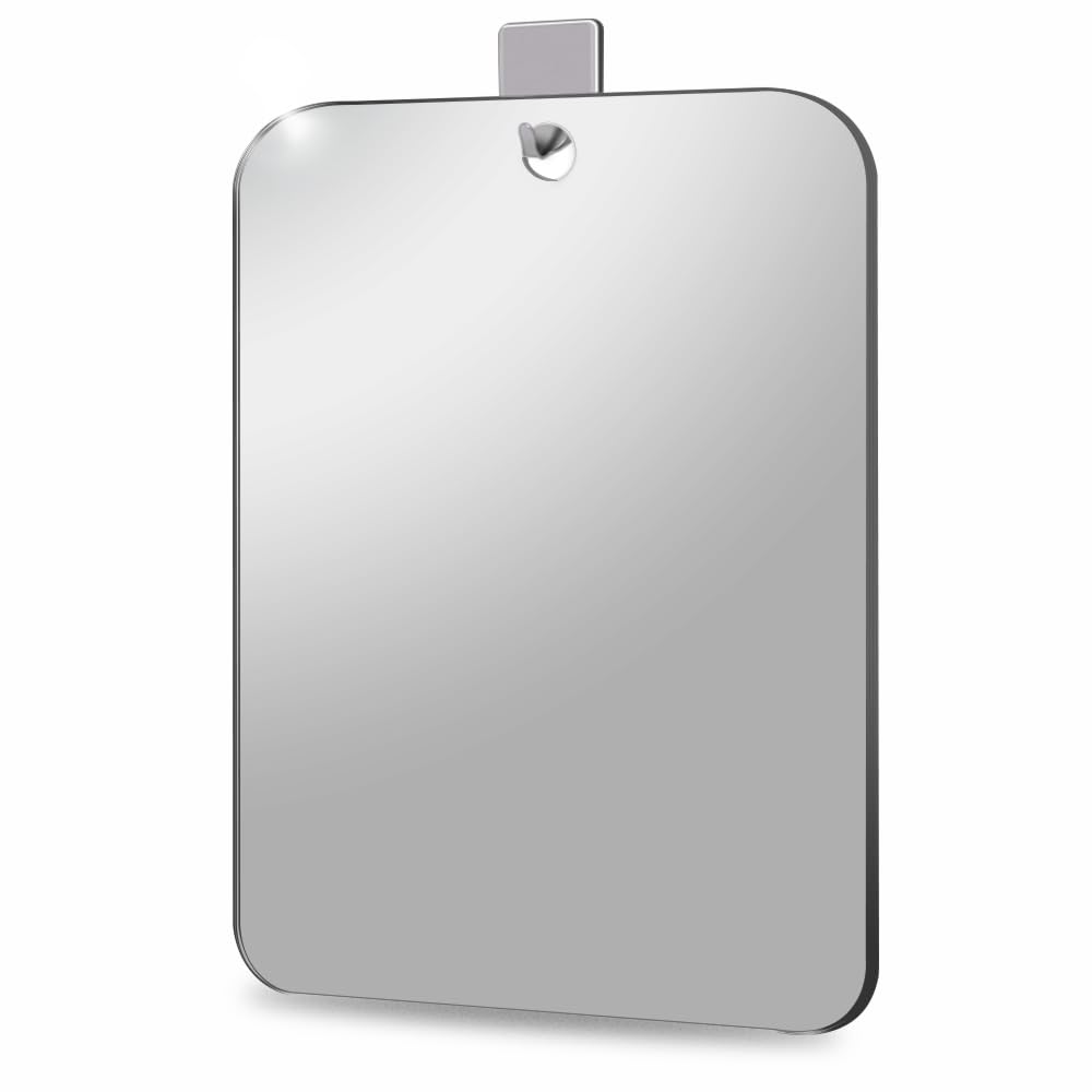 Shatterproof Shower Mirror Fogless for Shaving(2 Pack,Larger 10.7x8 inch) 43% Than Original,Unbreakable Deluxe Plexiglass Makeup Mirror,Largest Bathroom Wall Hanging,Portable Handheld Camping,Silver