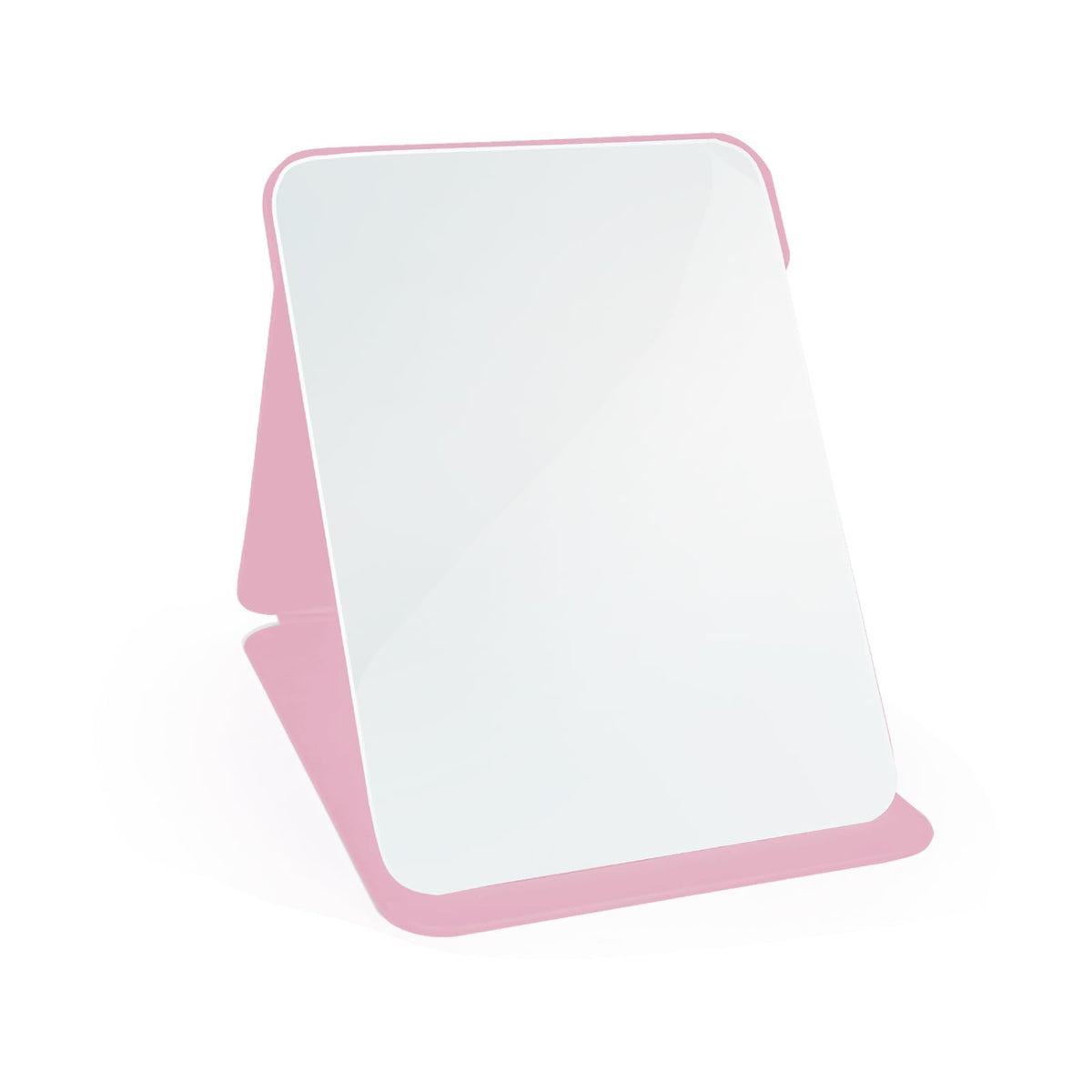 Makeup Mirror, 6x8 Inches Portable PU Leather Mirror, Folding Desktop Vanity Mirror with Adjustable Stand for Vanity Table, Office, Travel (M, Black)