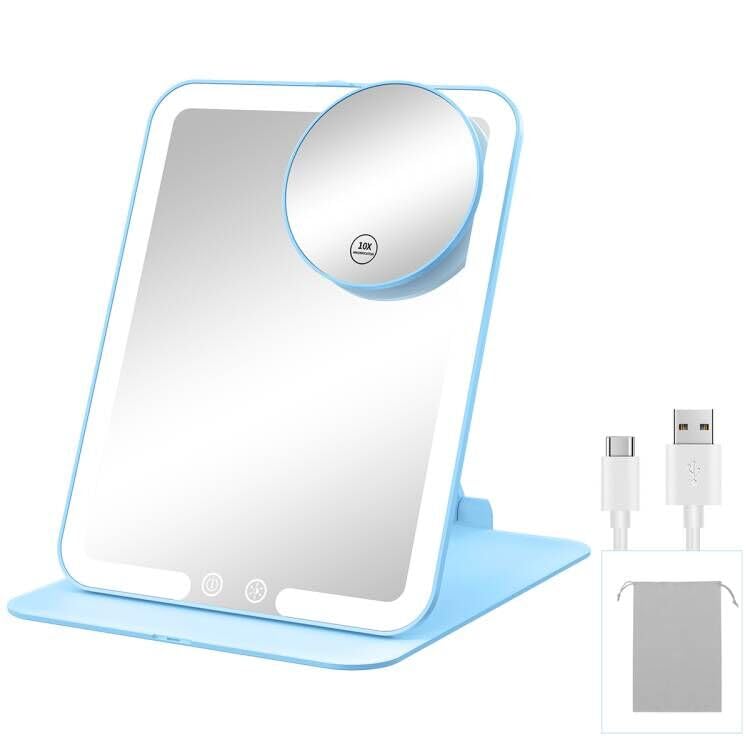 Gospire Travel Makeup Mirror with Lights and Magnification 10X, White