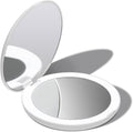 Fancii LED Lighted Travel Makeup Mirror, 1x/10x Magnification - Daylight LED, Compact, Portable, Large 5" Wide Illuminated Folding Mirror (Lumi) White