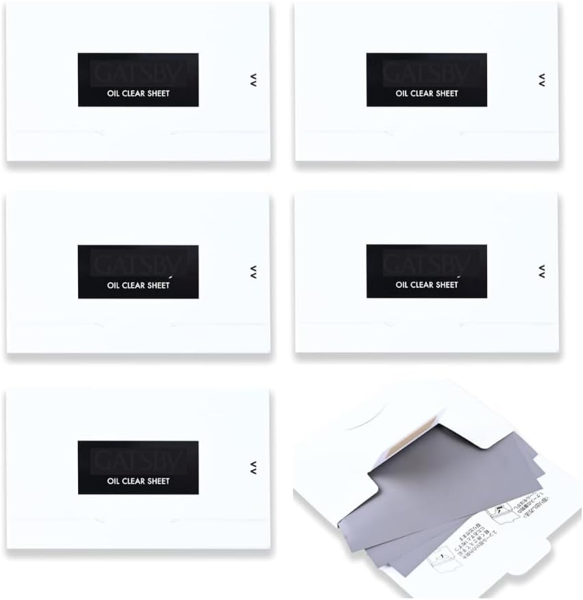 GATS-BY Oil Absorbing Sheets for Face - 70 Sheets x 5 Pack, Gentle Oil Blotting Paper for Oily Skin, Strong Absorption & Makeup Friendly, Portable Facial Oil Blotters (Oil Clear Sheets)
