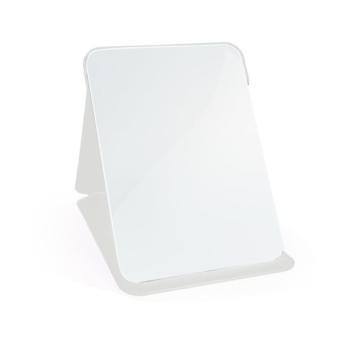 Makeup Mirror, 6x8 Inches Portable PU Leather Mirror, Folding Desktop Vanity Mirror with Adjustable Stand for Vanity Table, Office, Travel (M, Black)