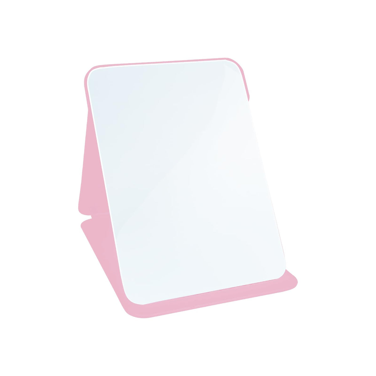 Makeup Mirror, 6x8 Inches Portable PU Leather Mirror, Folding Desktop Vanity Mirror with Adjustable Stand for Vanity Table, Office, Travel (M, Black)