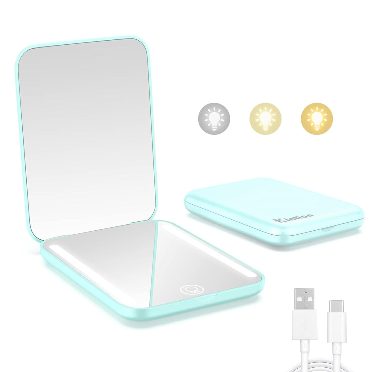 Kintion Rechargeable Pocket Mirror, 1X/3X Portable Compact Mirror