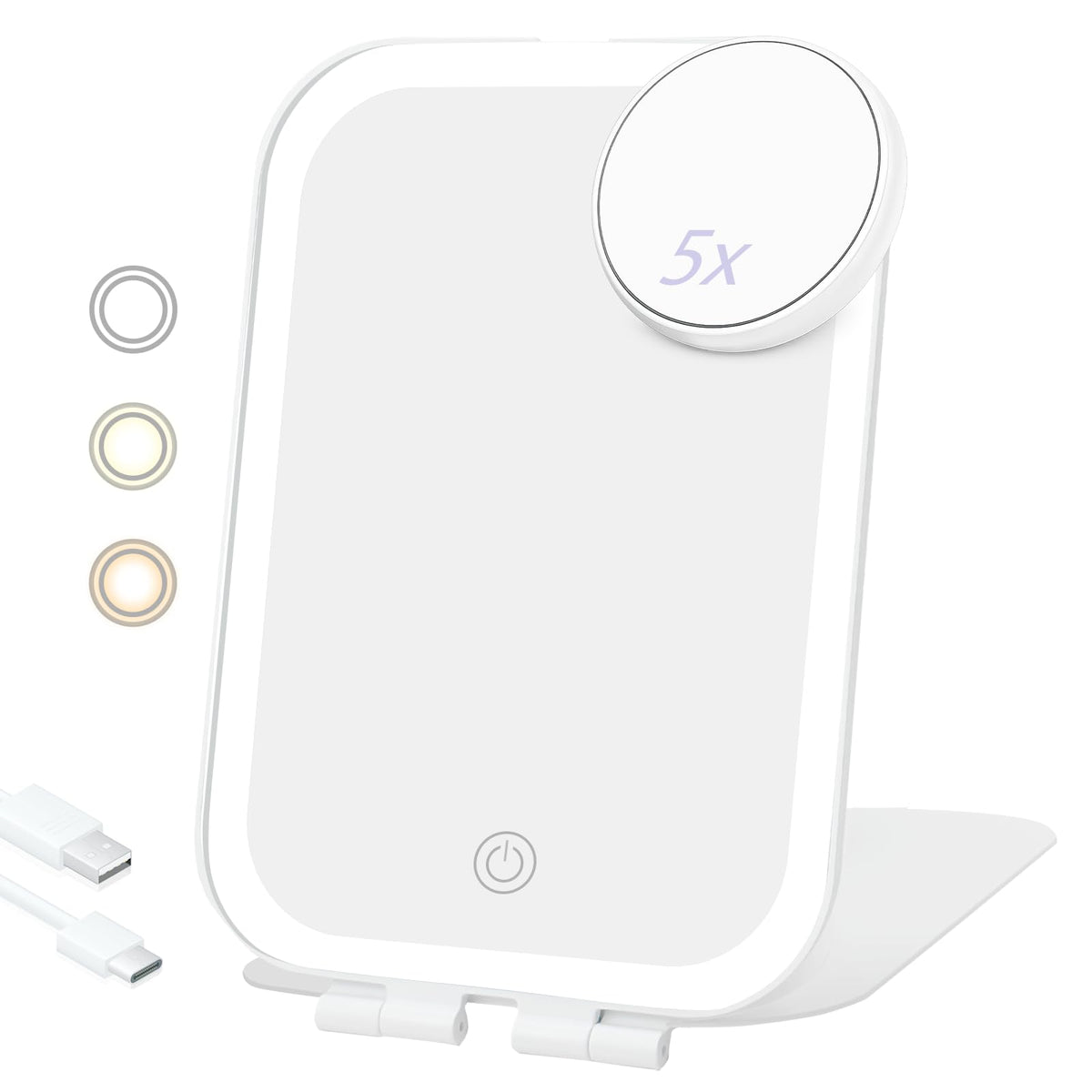Travel Makeup Mirror, Portable Rechargeable Mirror with Lights