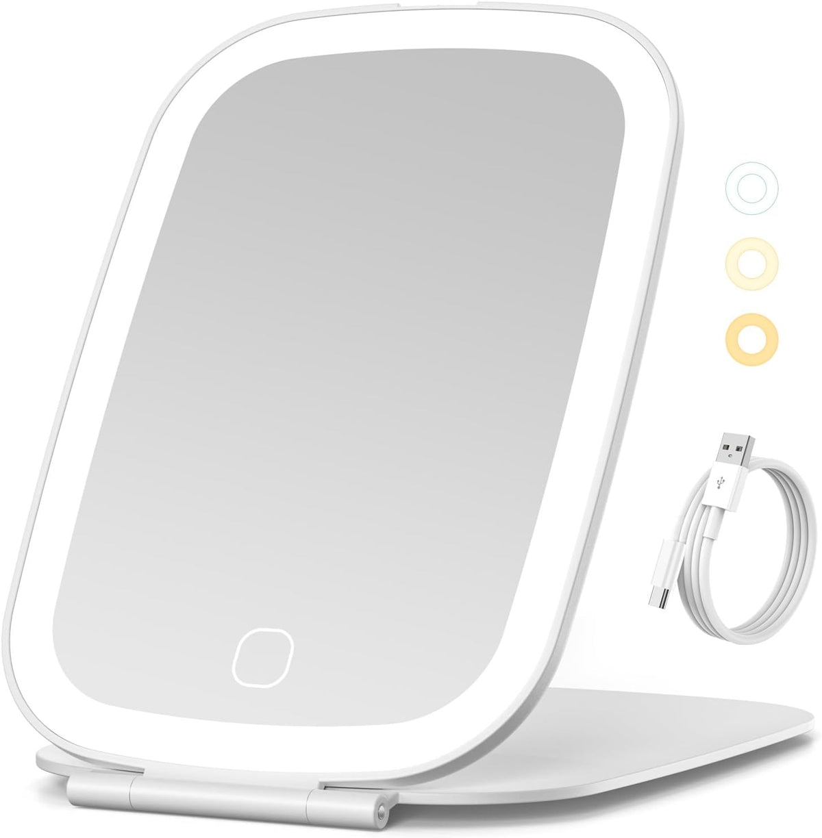NEZZOE Rechargeable Travel Makeup Mirror with LED Light, 7x5 Inch