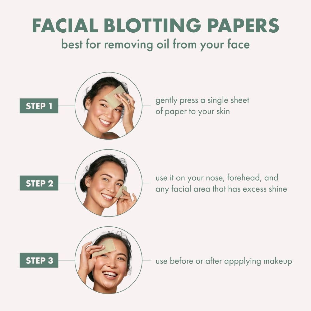 EcoTools Natural Oil Absorbing Facial Blotting Papers for Face, 200 Count