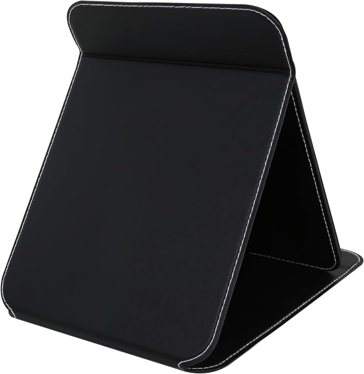 Travel Mirror for Desk, 6.5×8.9” Adjustable Rectangle PU Edge Covering Black Foldable Desk Mirror with Stand for Travel Camping Home (Black)