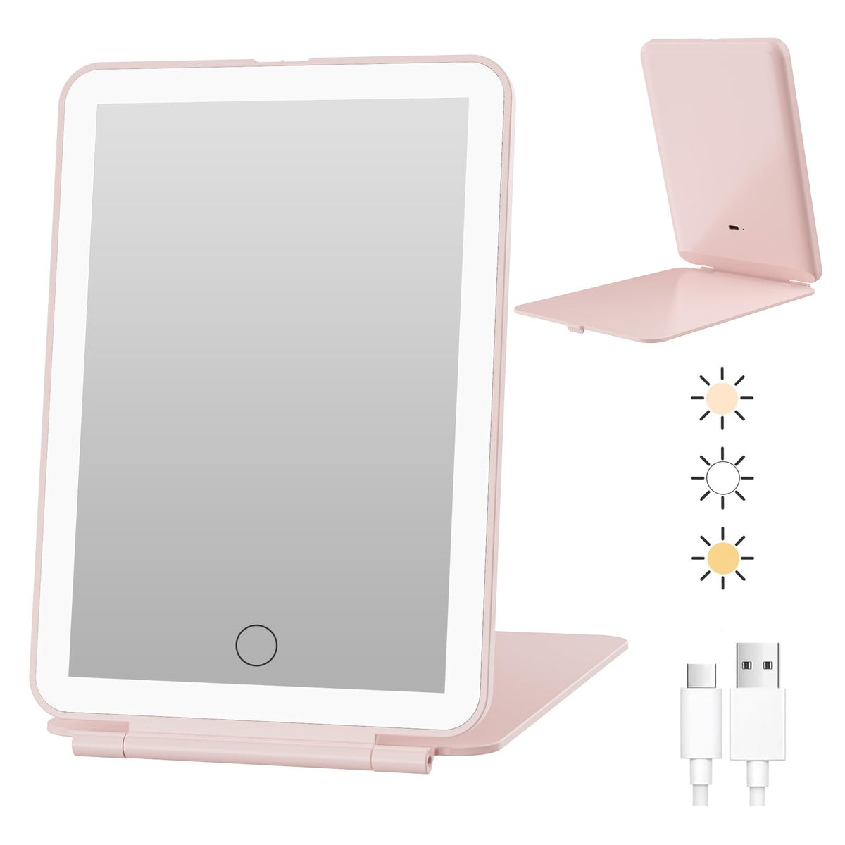 FUNTOUCH Rechargeable Travel Makeup Mirror with Lights 10X Magnifying