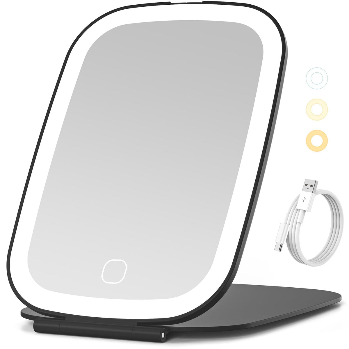 NEZZOE Rechargeable Travel Makeup Mirror with LED Light, 7x5 Inch