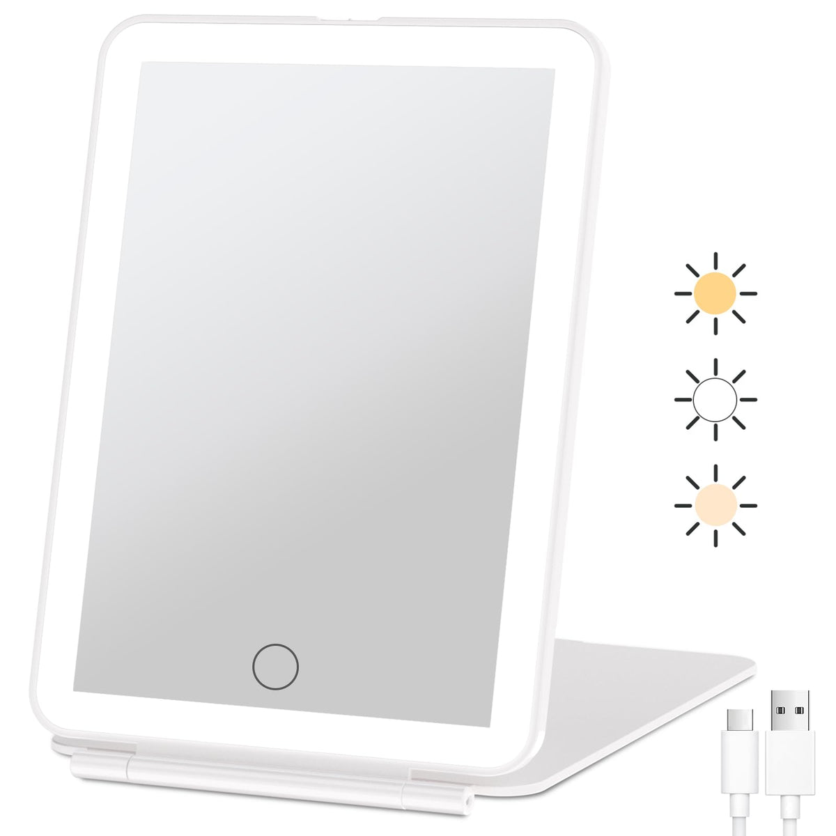 FUNTOUCH Rechargeable Travel Makeup Mirror with 72 Led Lights Portable