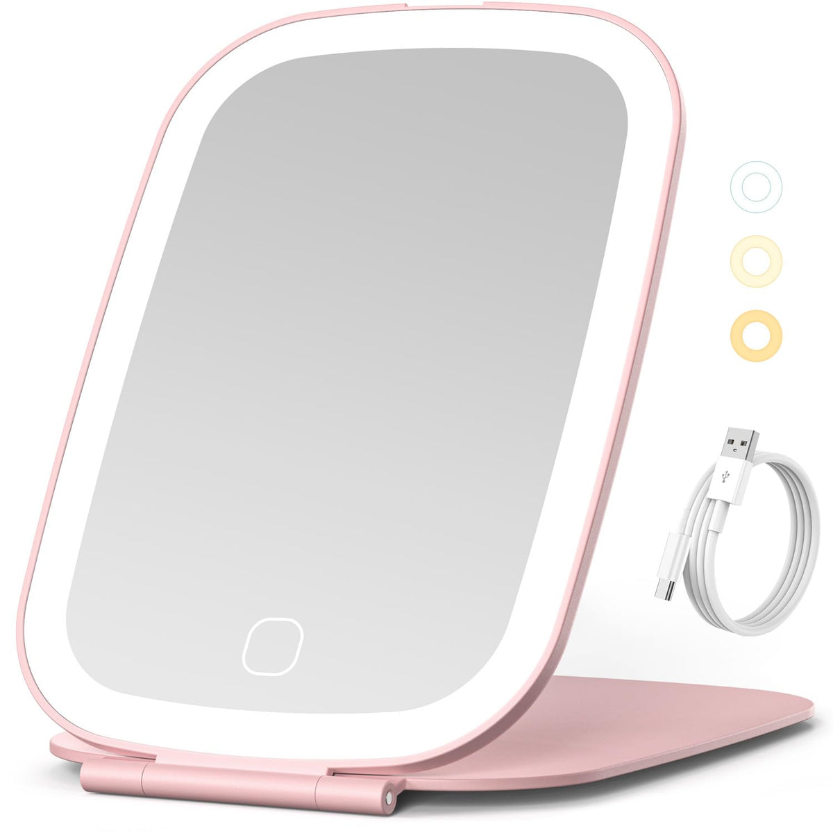 NEZZOE Rechargeable Travel Makeup Mirror with LED Light, 7x5 Inch