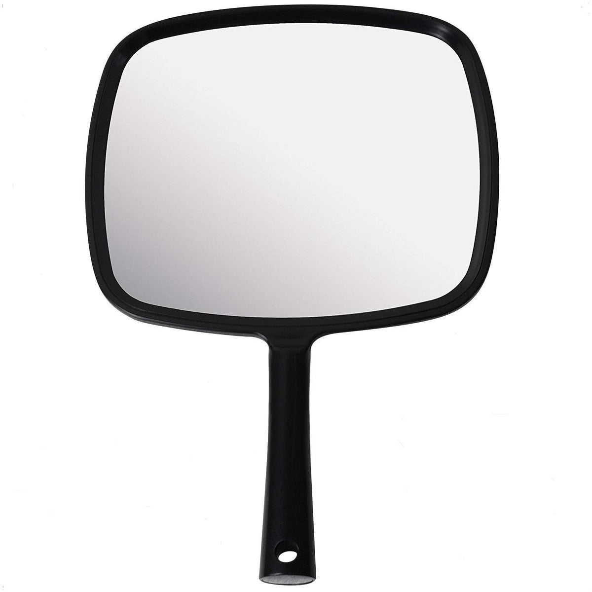 MIRRORVANA Large Hand Mirror with Comfy Handle, 9" x 13" (Black)