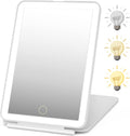 DenCert Rechargeable Travel Makeup Mirror 72 LED Lighted Compact Slim Vanity with Lights 3 Lighting Modes Dimmable Touch Screen (White),(DenCert)