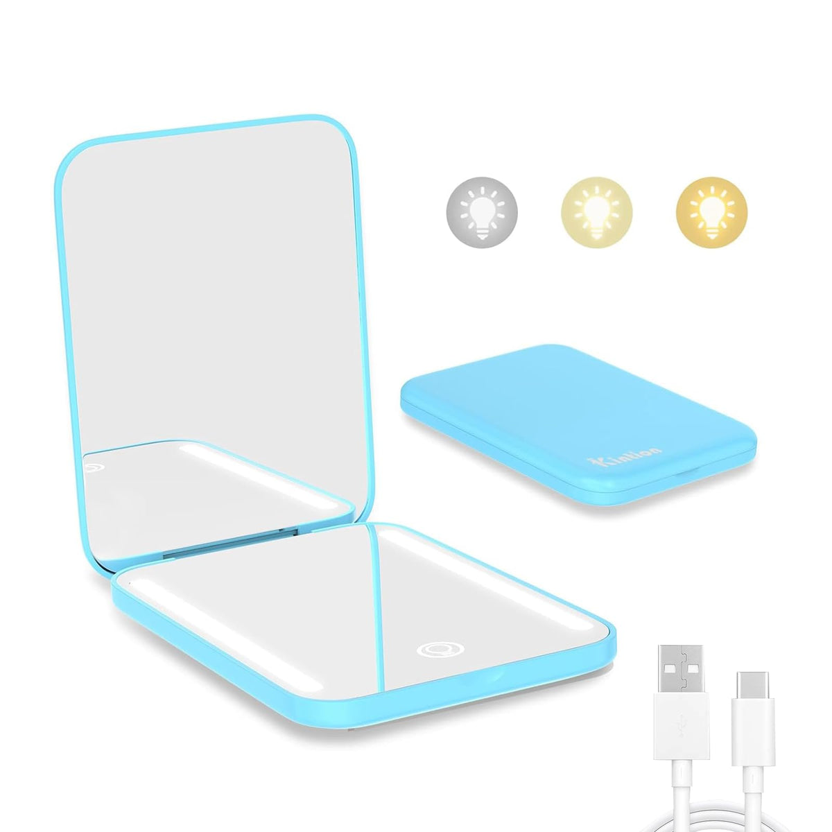 Kintion Rechargeable Pocket Mirror, 1X/3X Portable Compact Mirror