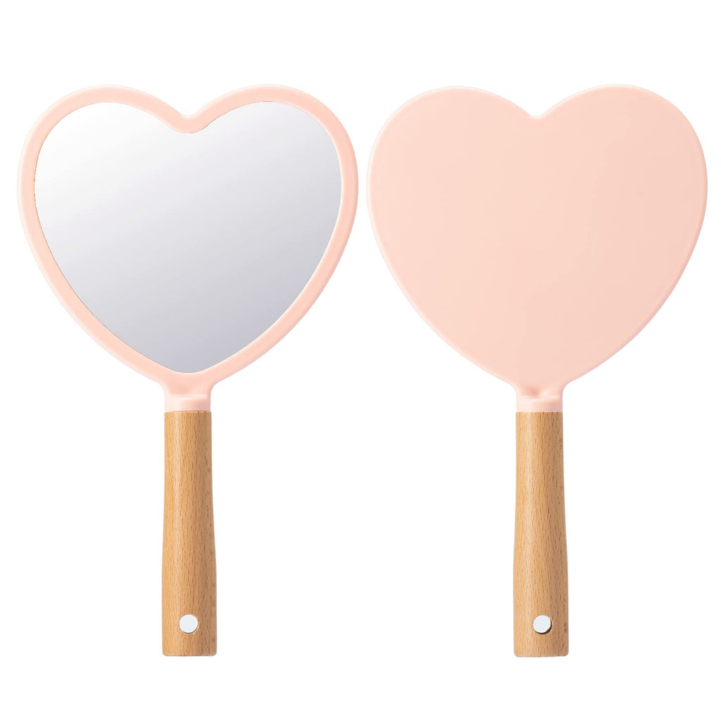 YEAKE Hand Held Mirror with Handle for Makeup,Small Cute Wood Hand Mirror for Shaving with Hole Hanging Single-Sided Portable Travel Vanity Mirror for Men&Women(Square)