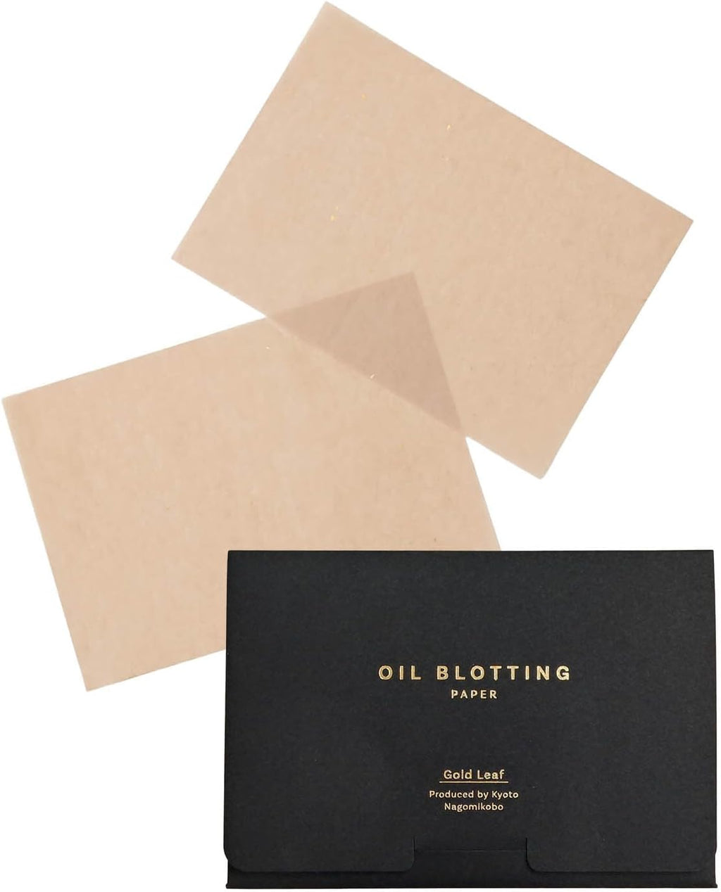 Gold Leaf Look Oil Blotting Paper, 100 Sheets, Made in Japan Aburatorigami, Premium Japanese Face Oil Absorbing Sheets for Oily Skin, Black Gold Foil Package
