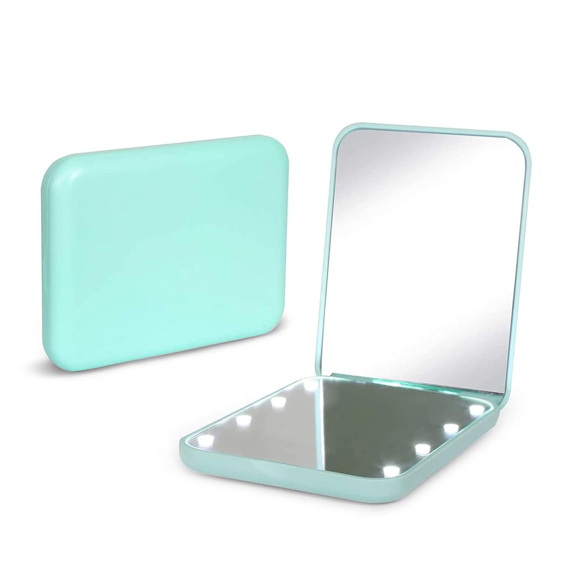 Kintion Pocket Mirror, 1X/3X Magnification LED Compact Travel Makeup Mirror with Light for Purse, 2-Sided, Portable, Folding, Handheld, Small Lighted Mirror for Gift, Pink