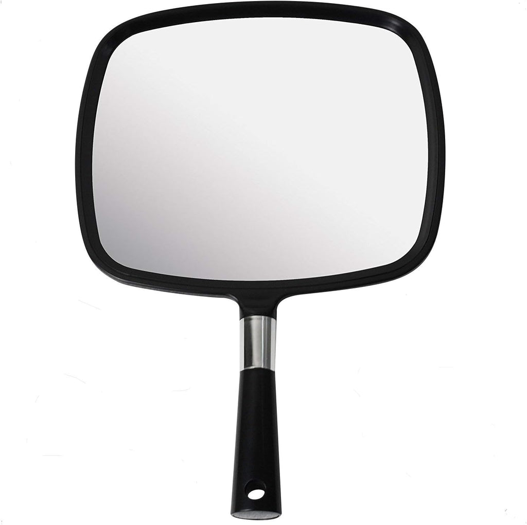 MIRRORVANA Large Hand Mirror with Comfy Handle, 9" x 13" (Black)