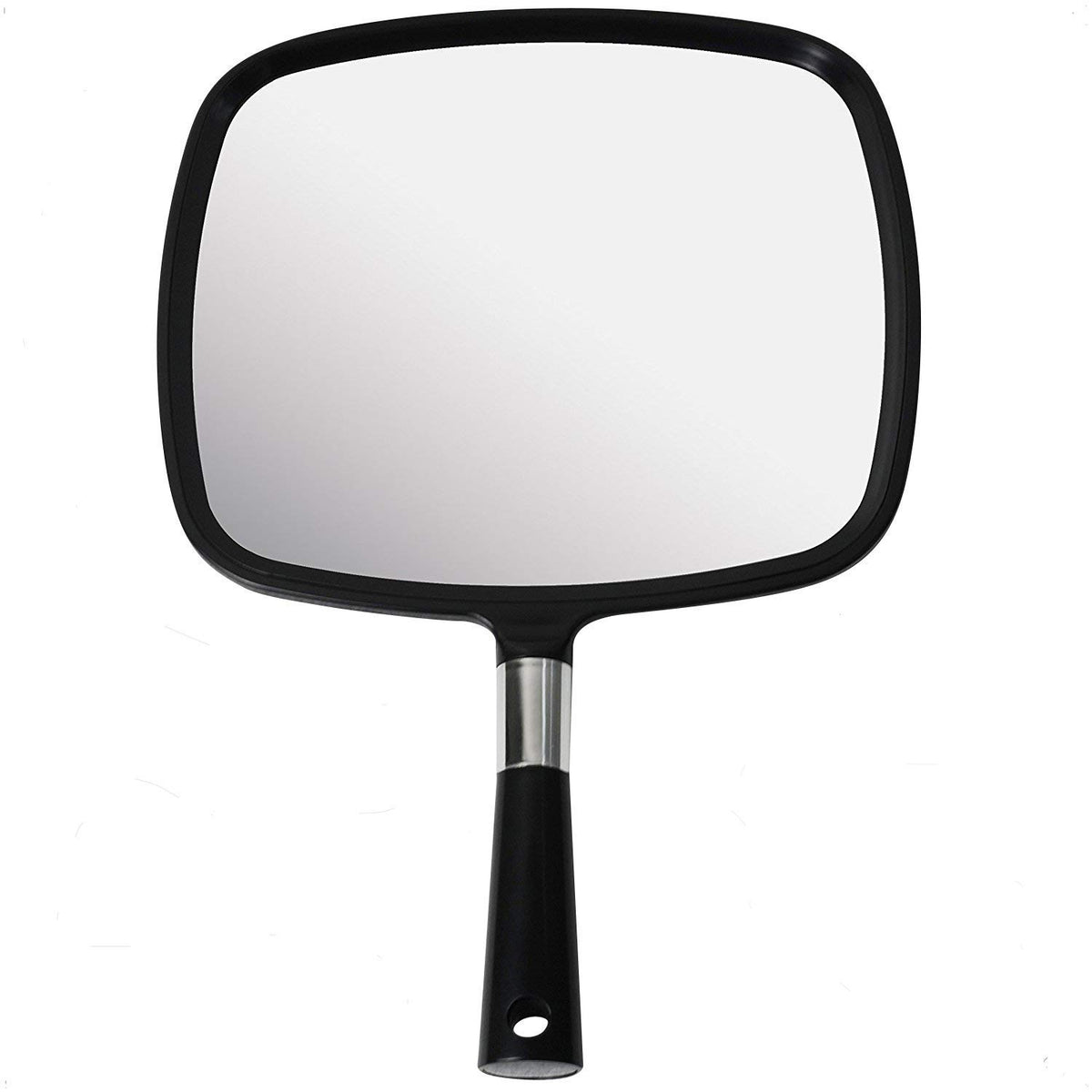 MIRRORVANA Large Hand Mirror with Comfy Handle, 9" x 13" (Black)