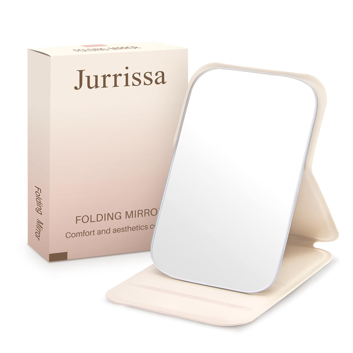 Compact Folding Mirror, 3.9" Stainless Steel Travel Mirror with PU Leather Case Cover for Makeup, Small Handheld Mirror for Pocket Purse, Mini Foldable Mirrors with Stand(Orange)