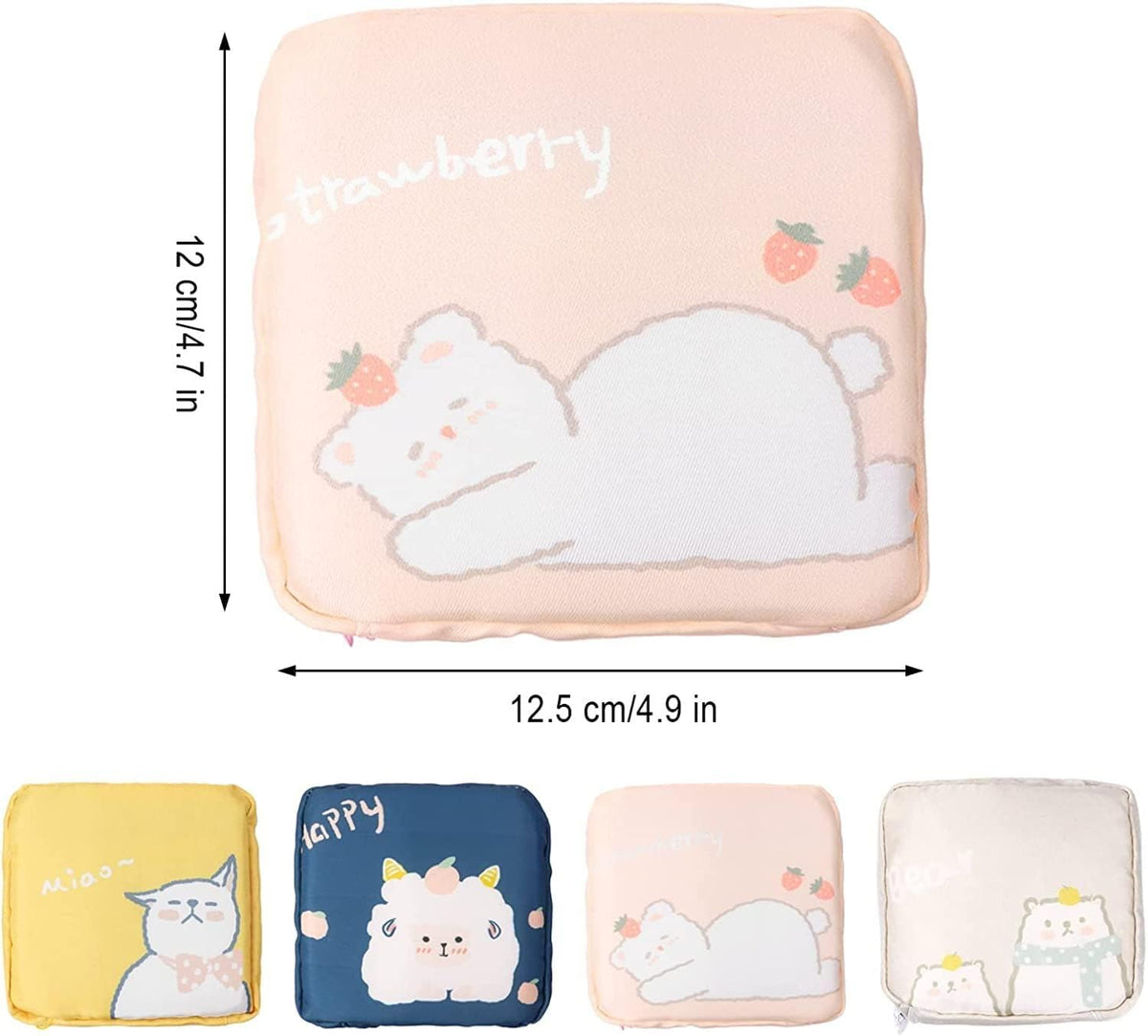 HomeSoGood 4Pcs Women Mini Sanitary Napkin Storage Bag Towel Cosmetic Bags Sanitary Pad Pouch Organizer Coin Card Lipstick Wallet Bags(4.9inch)
