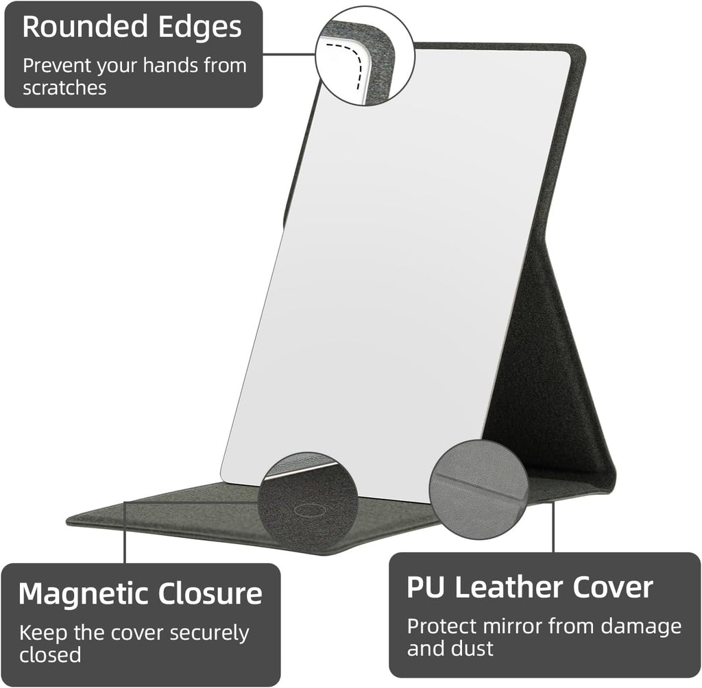 RHOS Shatterproof Stainless Steel Pocket Mirror (Rectangular, Grey)