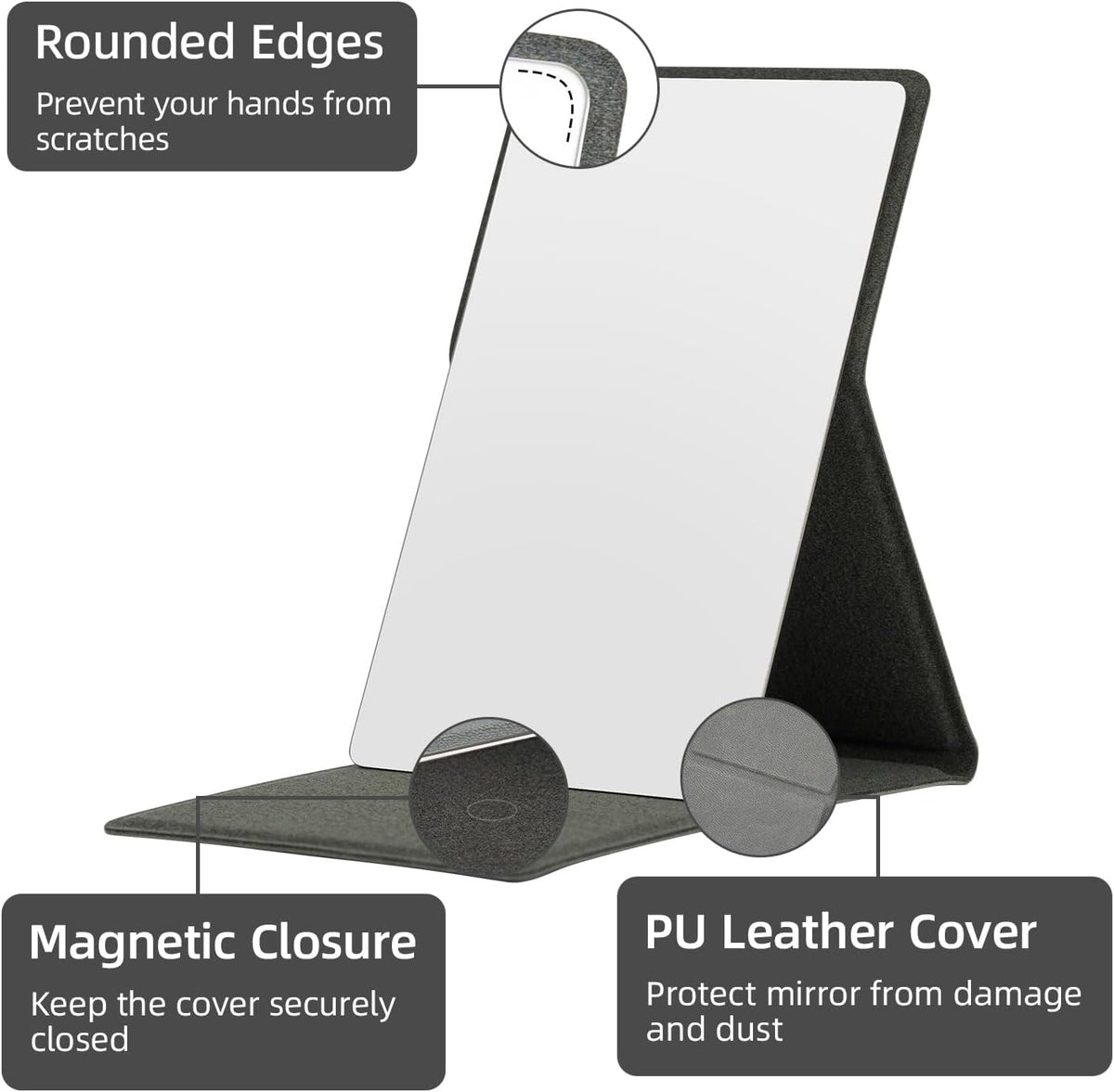 RHOS Shatterproof Stainless Steel Pocket Mirror (Rectangular, Grey)