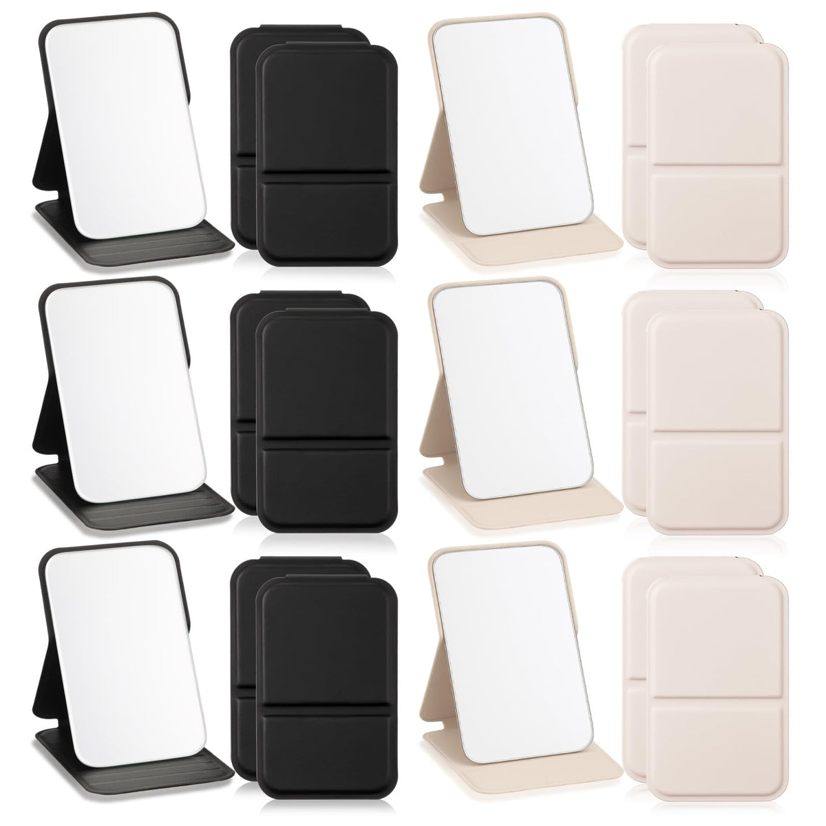 Compact Portable Mirror Bulk, Rectangle, Morandi, 12 Pcs