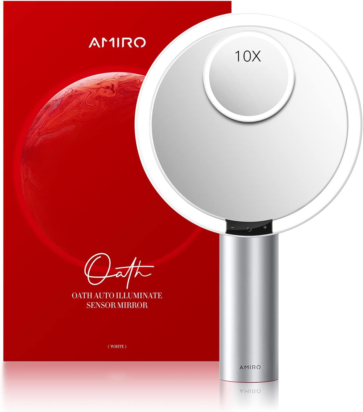 AMIRO 9"LED Makeup Mirror with 10X Magnification,3Colors&6 Brightness,White