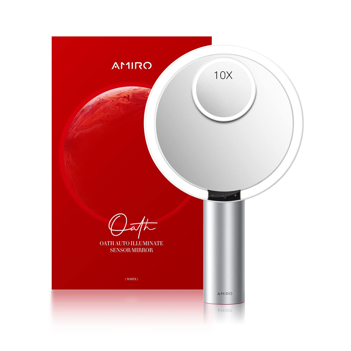 AMIRO 9"LED Makeup Mirror with 10X Magnification,3Colors&6 Brightness,White