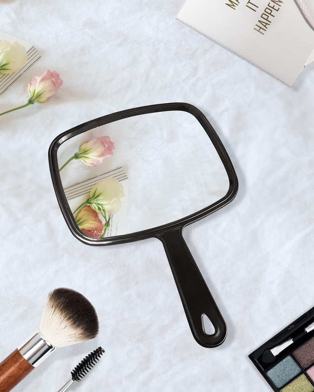 Gladmart 10.3" L x 7.4" W Hand Mirror for Home and Barber, Black
