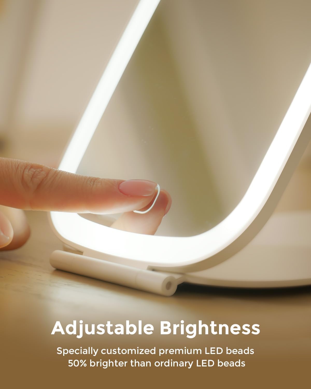 NEZZOE Rechargeable Travel Makeup Mirror with LED Light, 7x5 Inch