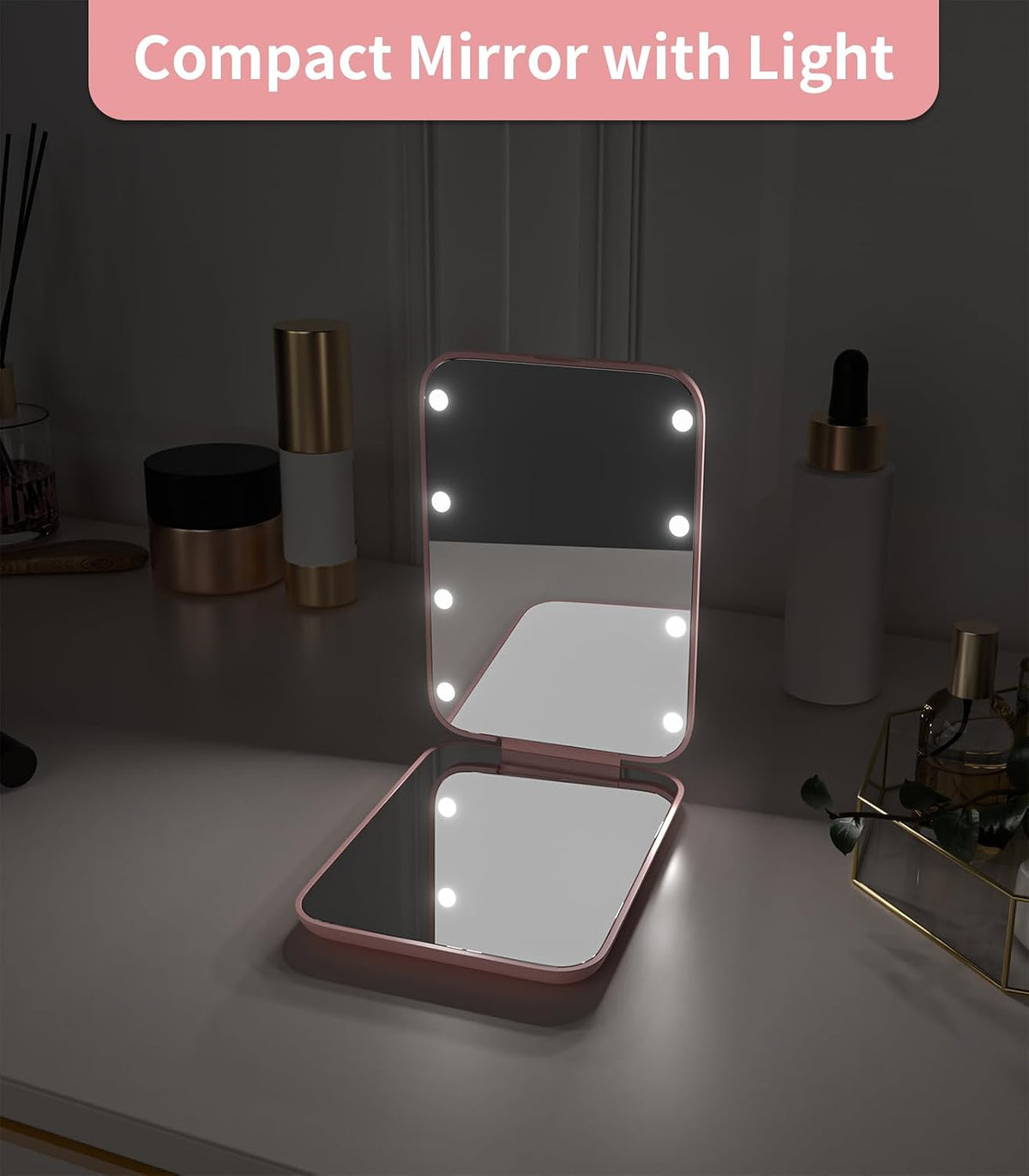 WOBSION 1x/3x Small Lighted Makeup Mirror for Purse