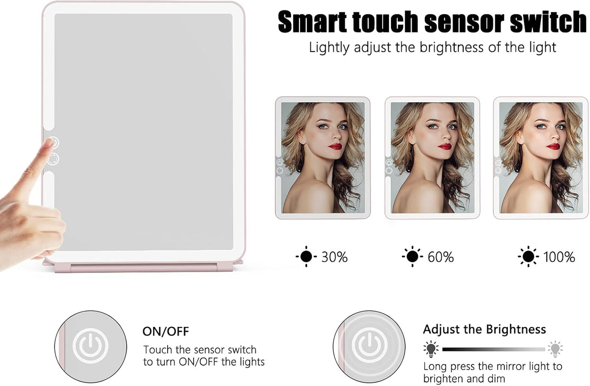 WEILY Portable Travel Mirror ，Foldable Makeup Mirror with 72 LED Lights