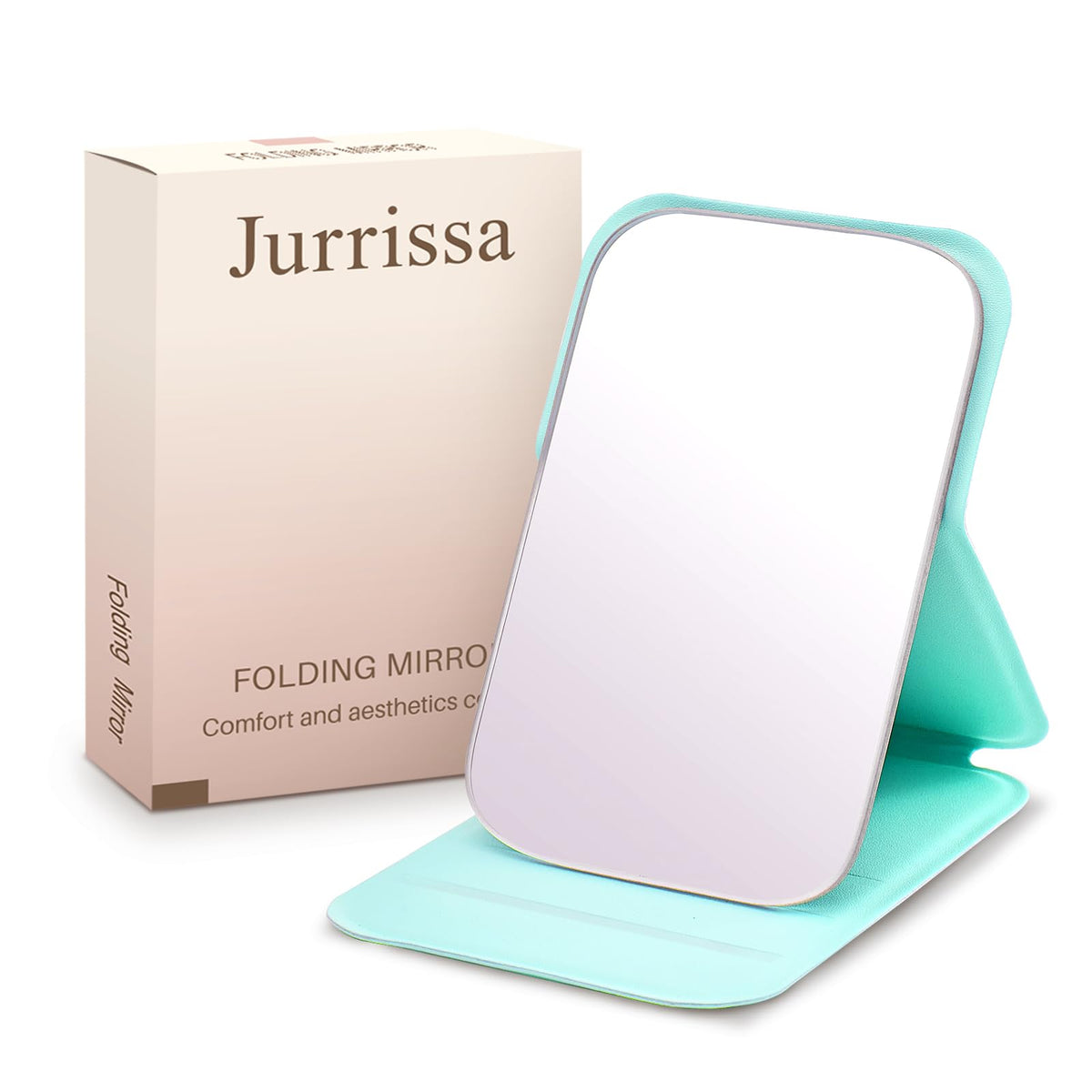 Compact Folding Mirror, 3.9" Stainless Steel Travel Mirror with PU Leather Case Cover for Makeup, Small Handheld Mirror for Pocket Purse, Mini Foldable Mirrors with Stand(Orange)