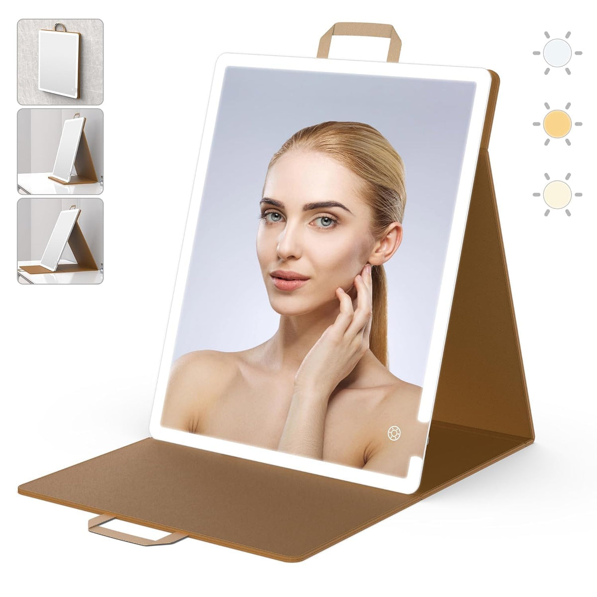 WEILY Portable Travel Mirror ，Foldable Makeup Mirror with 72 LED Lights