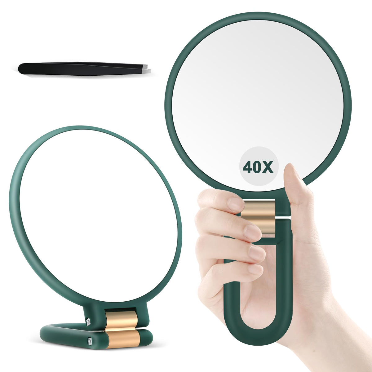 B Beauty Planet 30X Magnifying Mirror, Hand Mirror with Handle, Double Sided Hand Mirror with 30X/1X Magnification, Travel Essential Portable Foldable Makeup Mirror for Precision Makeup Black