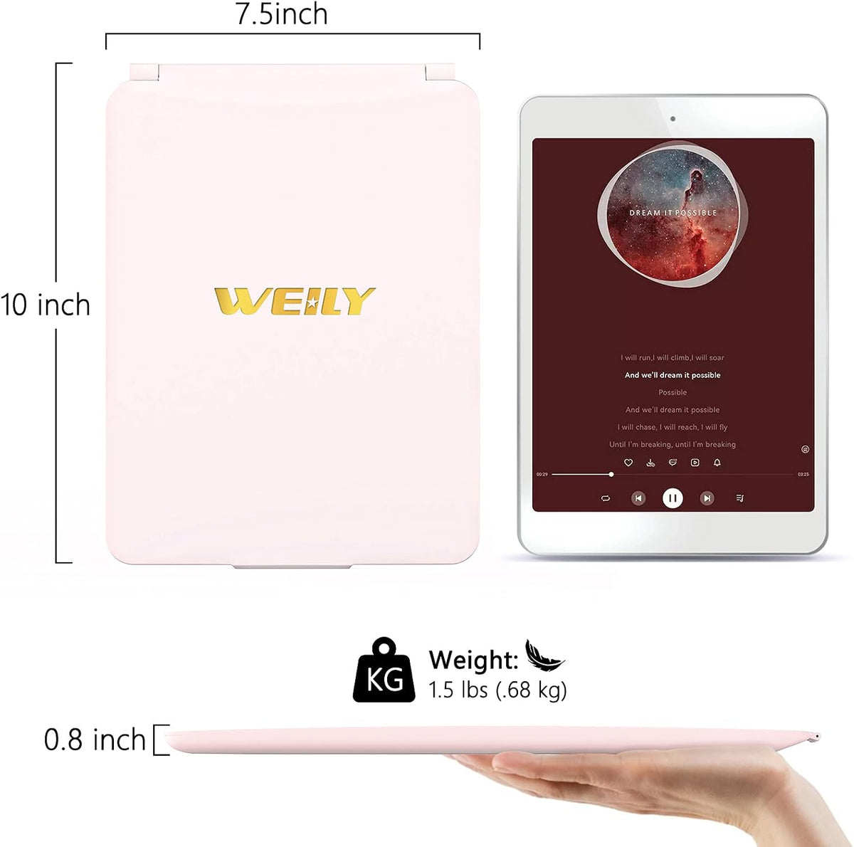 WEILY Portable Travel Mirror ，Foldable Makeup Mirror with 72 LED Lights