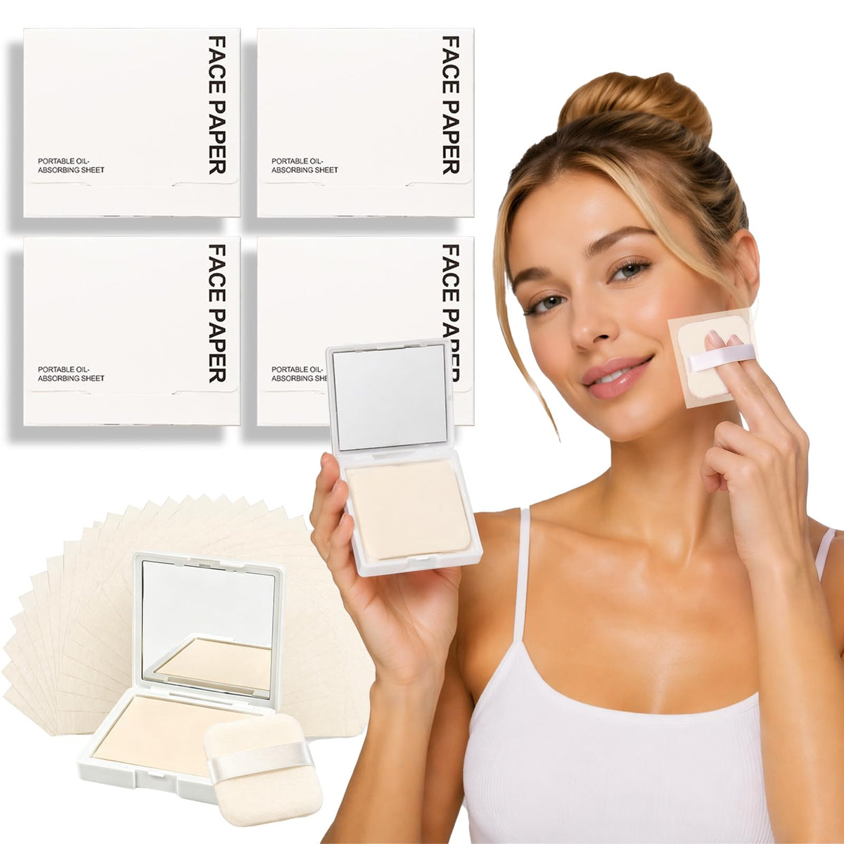 Oil Blotting Paper for Face, 500 Sheets Mirror and 4 Stickers for Oily Skin