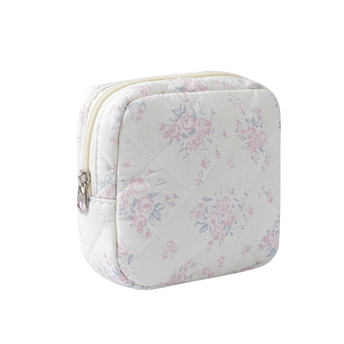 uekeboag Small Quilted Cotton Makeup Bag for Purse（01White Bear）