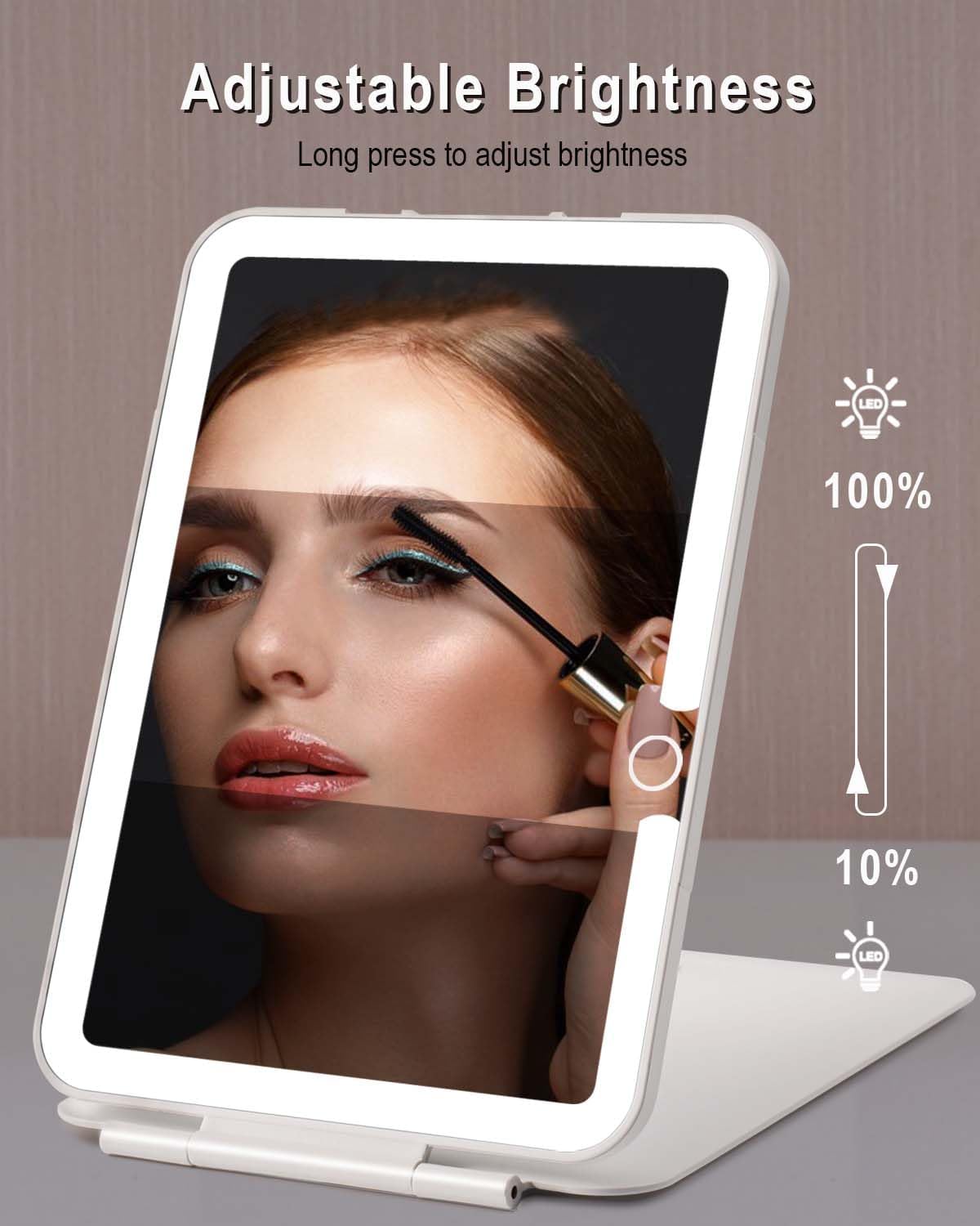 Rechargeable Travel Mirror with Light 7x5 Inch