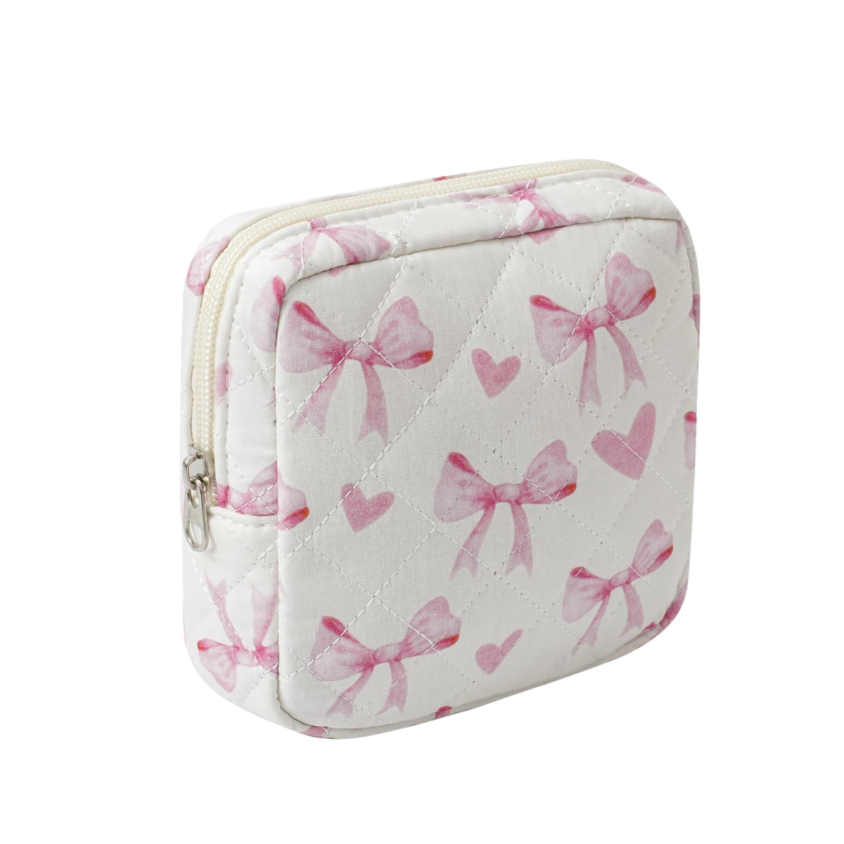 uekeboag Small Quilted Cotton Makeup Bag for Purse（01White Bear）