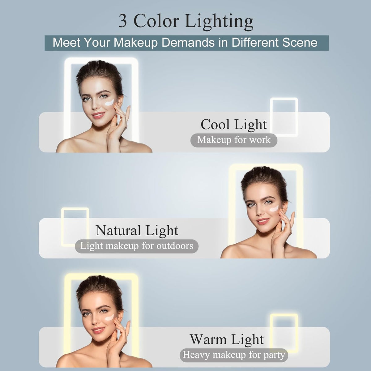 FUNTOUCH Rechargeable Travel Makeup Mirror with 72 Led Lights Portable