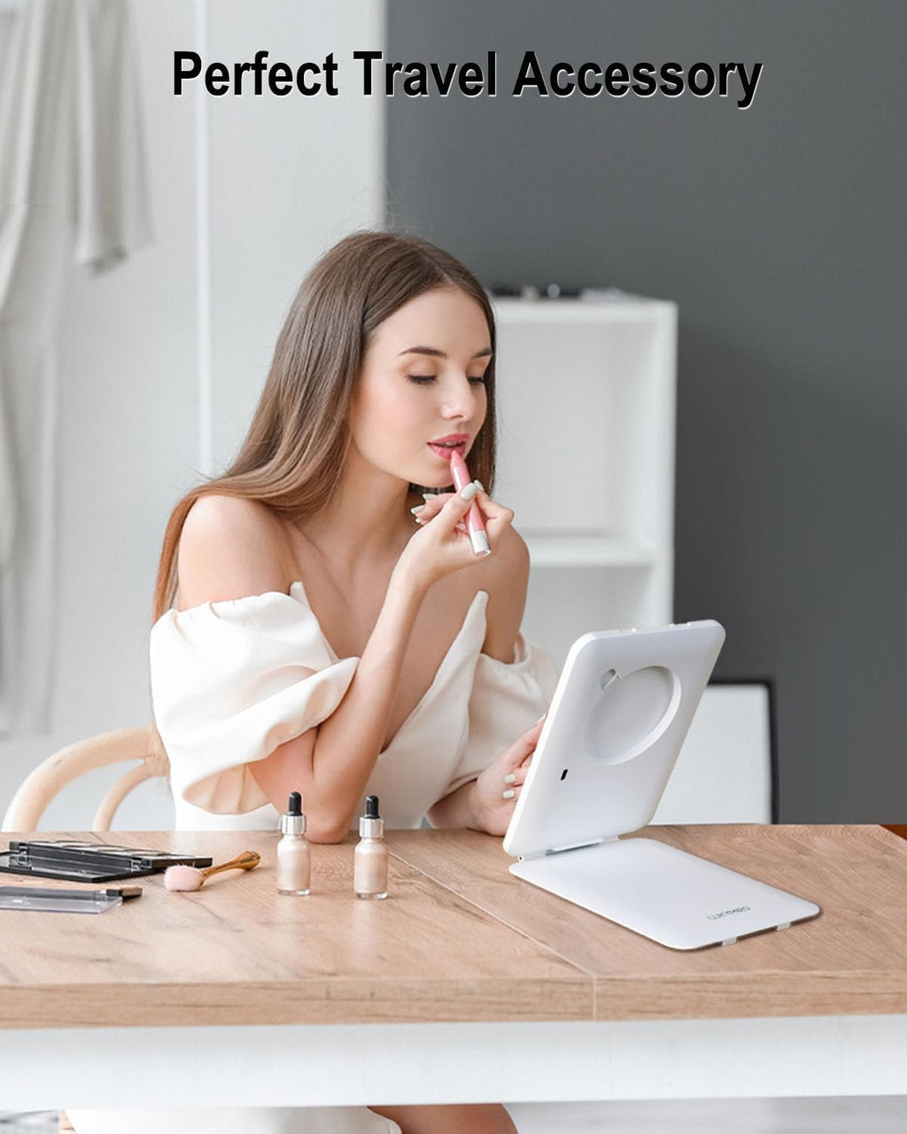 Rechargeable Travel Mirror with Light 7x5 Inch