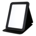 Travel Mirror for Desk, 6.5×8.9” Adjustable Rectangle PU Edge Covering Black Foldable Desk Mirror with Stand for Travel Camping Home (Black)