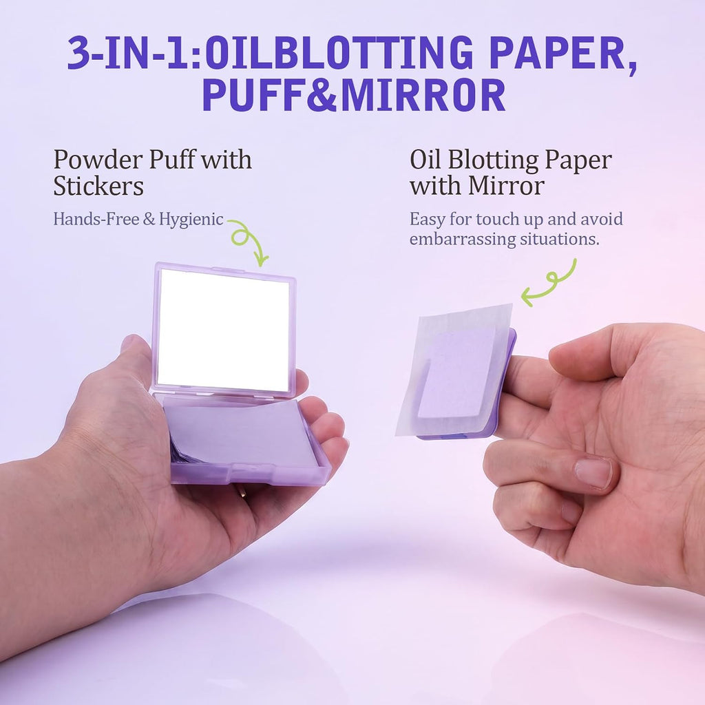 1000Pcs Oil Blotting Paper for Face,Oil Blotting Sheets with Mirror,Refills