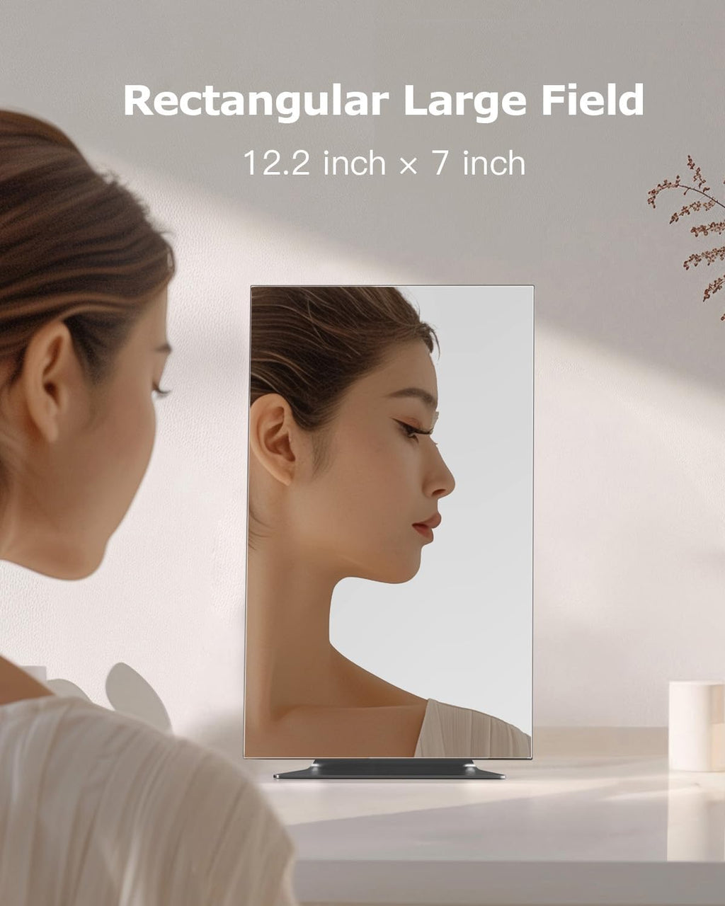 NEZZOE Rectangular Free-Standing Frameless Makeup Mirror, 12" x 7"