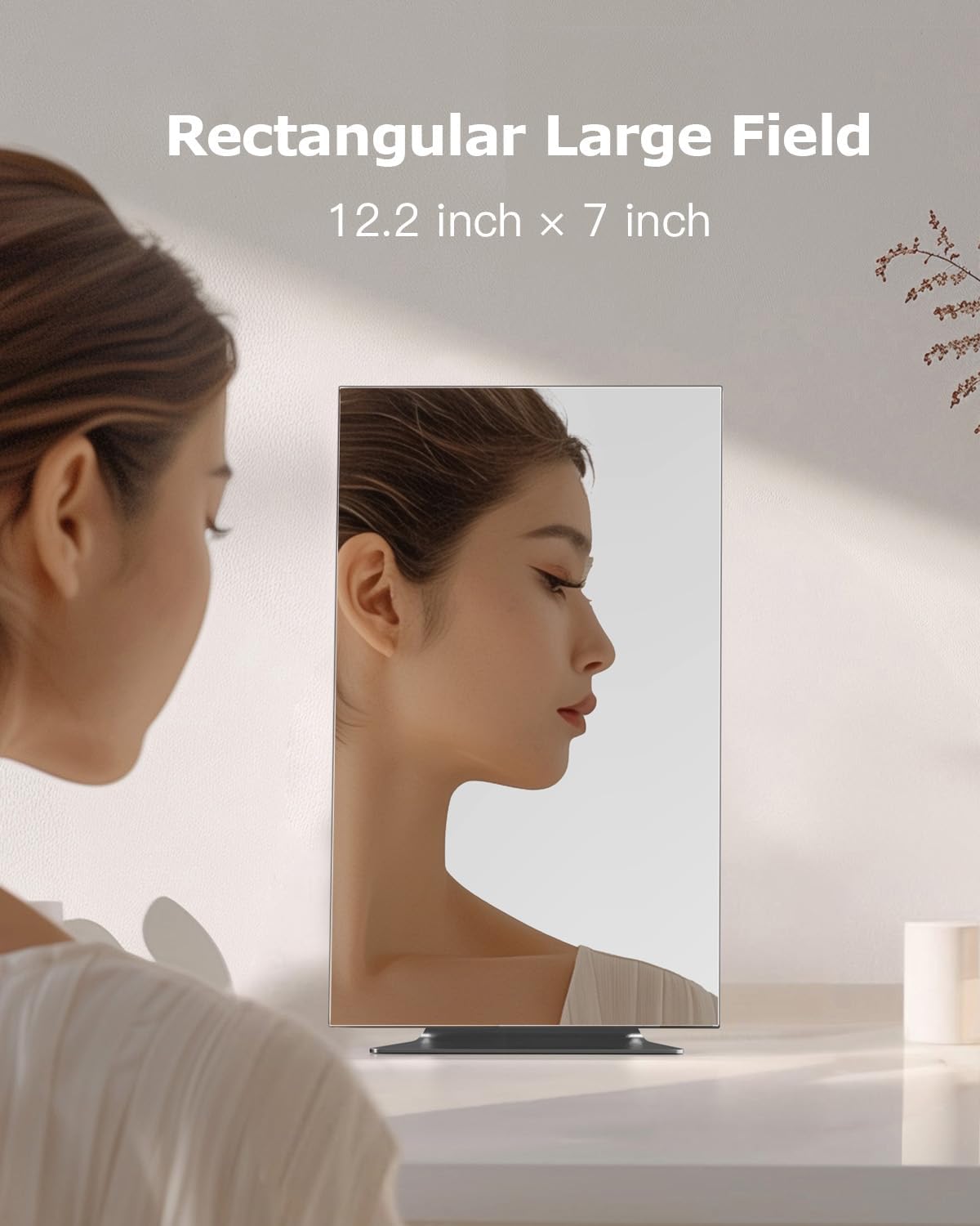 NEZZOE Rectangular Free-Standing Frameless Makeup Mirror, 12" x 7"