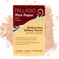 Palladio Rice Paper Facial Tissues for Oily Skin, Face Blotting Sheets Made from Natural Rice, Oil Absorbing Paper with Rice Powder, 2 Sided, Instant Results, Translucent, 40 Count, Pack of 1